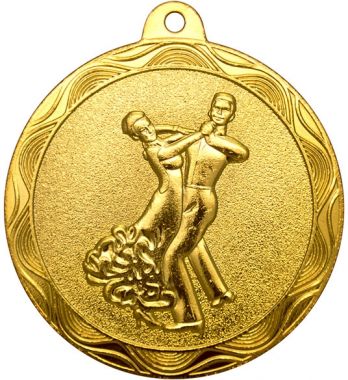 Медаль №2208 (Танцы, диаметр 50 мм, металл, цвет золото. Место для вставок: обратная сторона диаметр 45 мм)