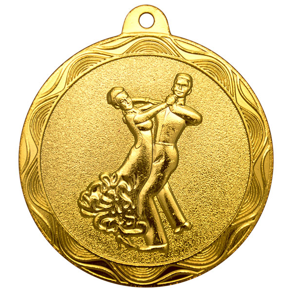 Медаль №2208 (Танцы, диаметр 50 мм, металл, цвет золото. Место для вставок: обратная сторона диаметр 45 мм)