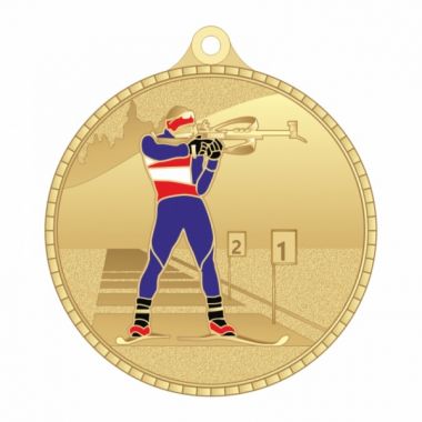 Медаль №3282 (Биатлон, диаметр 55 мм, металл, цвет золото. Место для вставок: обратная сторона диаметр 40 мм)