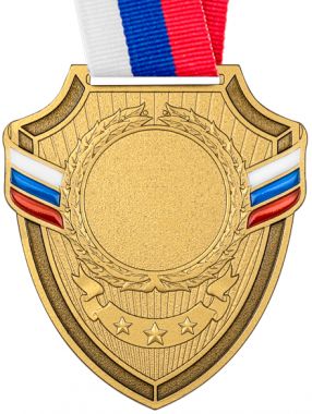 Медаль №2315 (Размер 56x65 мм, металл, цвет золото. Место для вставок: лицевая диаметр 25 мм, обратная сторона размер по шаблону)