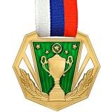 Медаль MZP 369-60/GGN с лентой (D-60 мм, s-2 мм)  латунь