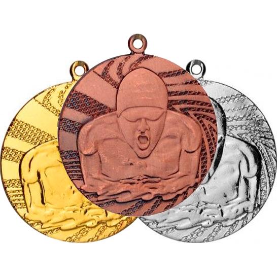 Комплект медалей №104 (Плавание, диаметр 40 мм, металл, золото, серебро, бронза. Место для вставок: обратная сторона диаметр 35 мм)