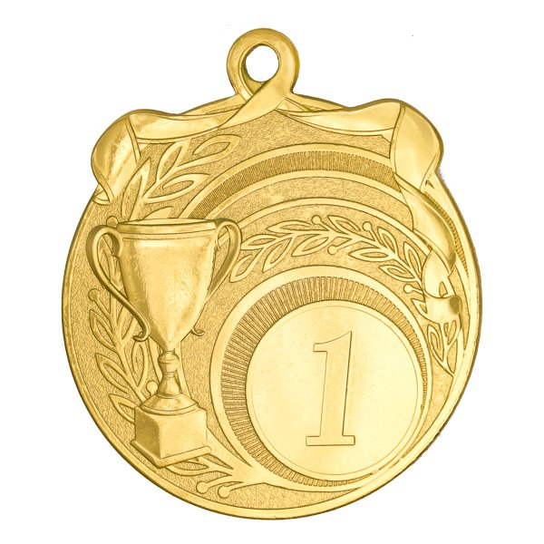 Медаль №2252 (1 место, диаметр 65 мм, металл, цвет золото. Место для вставок: обратная сторона диаметр 50 мм)