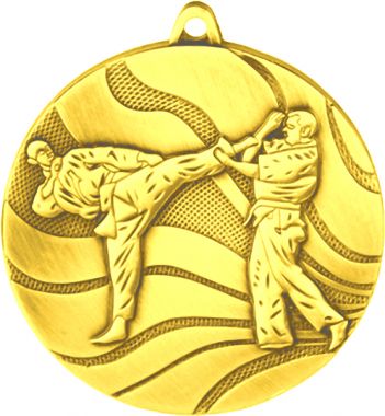 Медаль №100 (Каратэ, диаметр 50 мм, металл, цвет золото. Место для вставок: обратная сторона диаметр 45 мм)