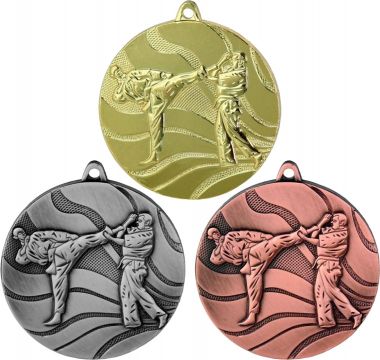 Комплект из трёх медалей №100 (Каратэ, диаметр 50 мм, металл. Место для вставок: обратная сторона диаметр 45 мм)