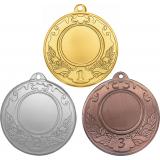 Комплект из трёх медалей №1041 (1, 2, 3 место, диаметр 50 мм, металл. Место для вставок: лицевая диаметр 25 мм, обратная сторона диаметр 45 мм)