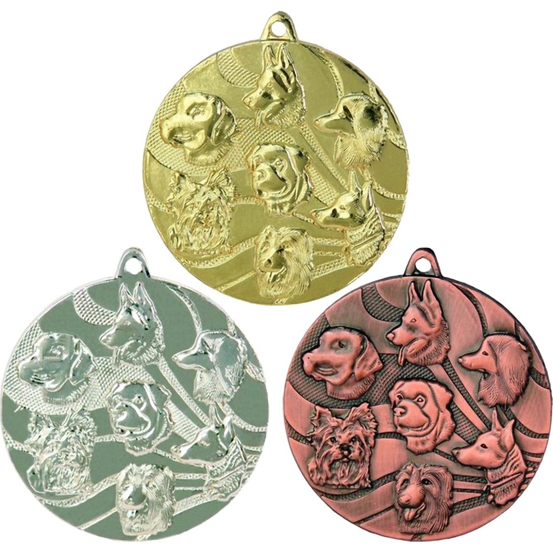 Комплект из трёх медалей №107 (Выставки собак (собаководство, металл. Место для вставок: обратная сторона диаметр 46 мм), диаметр 50 мм, металл. Место для вставок: обратная сторона диаметр 46 мм)