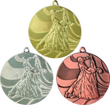 Комплект из трёх медалей №109 (Танцы, диаметр 50 мм, металл. Место для вставок: обратная сторона диаметр 46 мм)