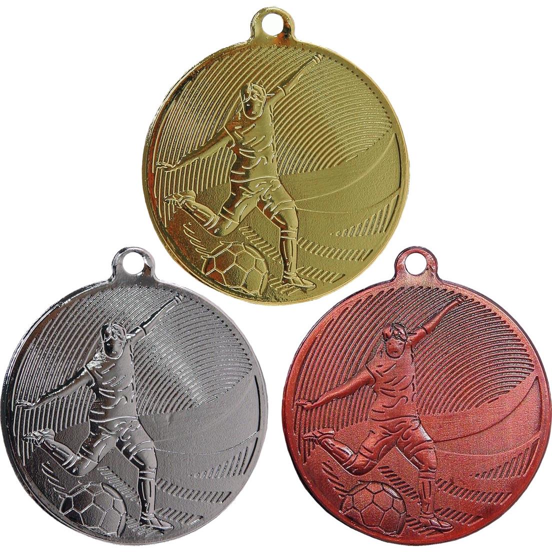 Комплект из трёх медалей №112 (Футбол, диаметр 50 мм, металл. Место для вставок: обратная сторона диаметр 46 мм)