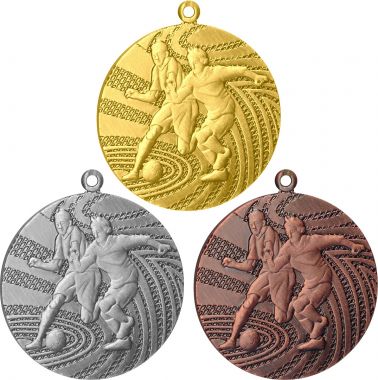 Комплект из трёх медалей №114 (Футбол, диаметр 40 мм, металл. Место для вставок: обратная сторона диаметр 35 мм)