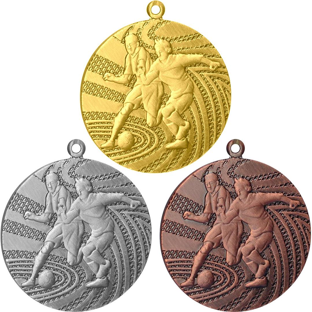 Комплект из трёх медалей №114 (Футбол, диаметр 40 мм, металл. Место для вставок: обратная сторона диаметр 36 мм)