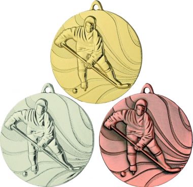 Комплект из трёх медалей №117 (Хоккей, диаметр 50 мм, металл. Место для вставок: обратная сторона диаметр 46 мм)