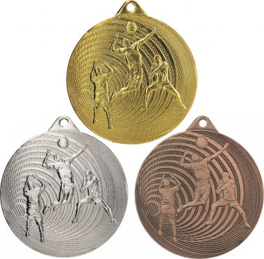 Комплект из трёх медалей №1193 (Волейбол, диаметр 70 мм, металл. Место для вставок: обратная сторона диаметр 65 мм)