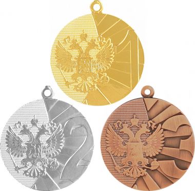 Комплект из трёх медалей №121 (1, 2, 3 место, диаметр 40 мм, металл. Место для вставок: обратная сторона диаметр 36 мм)