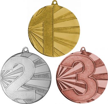 Комплект из трёх медалей №122 (1, 2, 3 место, диаметр 70 мм, металл. Место для вставок: обратная сторона диаметр 65 мм)