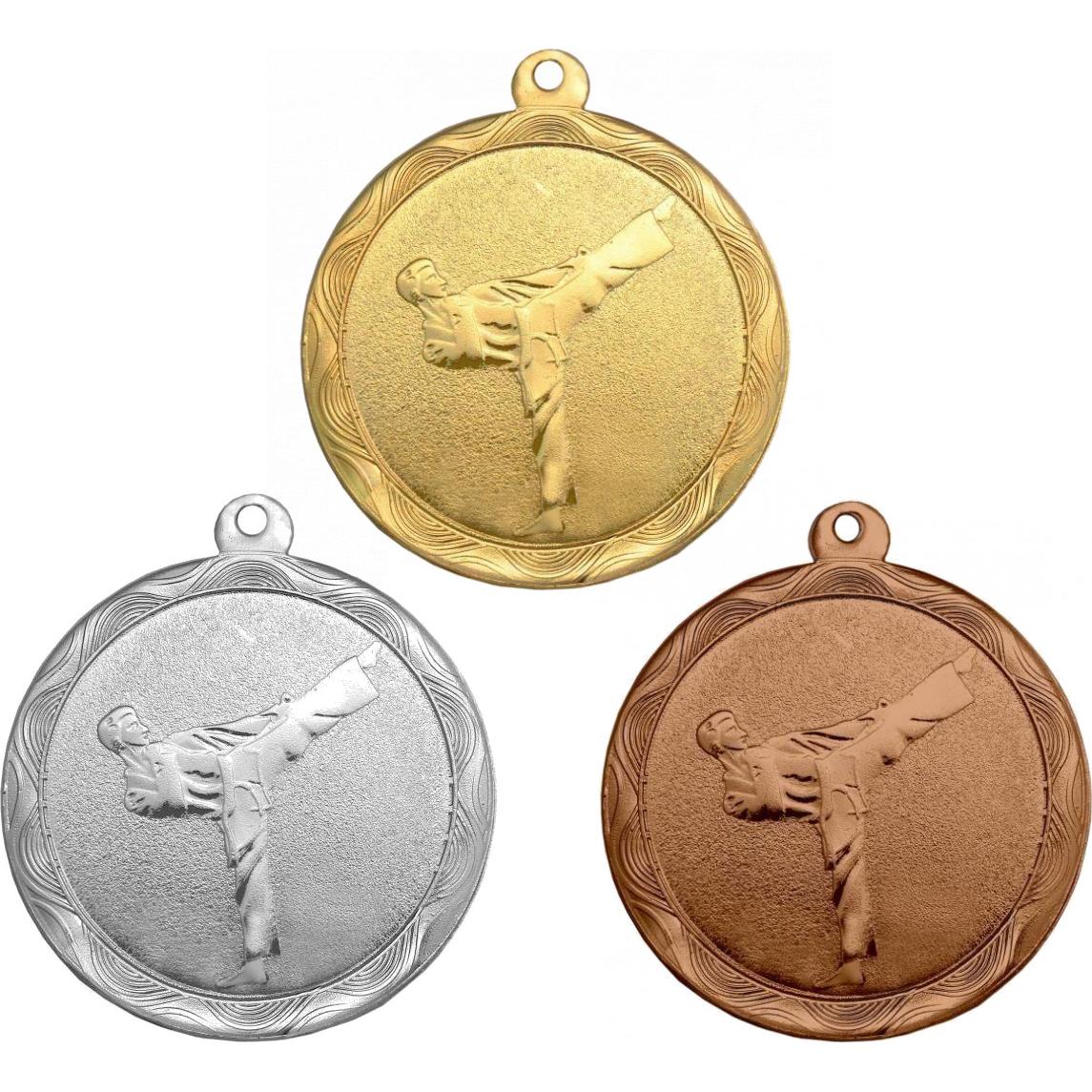 Комплект из трёх медалей №1220 (Тхэквондо, диаметр 50 мм, металл. Место для вставок: обратная сторона диаметр 45 мм)