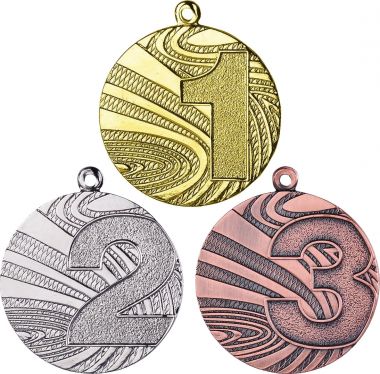 Комплект из трёх медалей №123 (1, 2, 3 место, диаметр 40 мм, металл. Место для вставок: обратная сторона диаметр 35 мм)