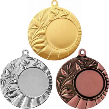 Комплект из трёх медалей №1234 (Диаметр 45 мм, металл. Место для вставок: лицевая диаметр 25 мм, обратная сторона диаметр 40 мм)