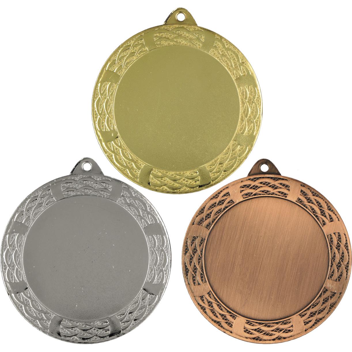 Комплект из трёх медалей №1236 (Диаметр 70 мм, металл. Место для вставок: лицевая диаметр 50 мм, обратная сторона диаметр 65 мм)