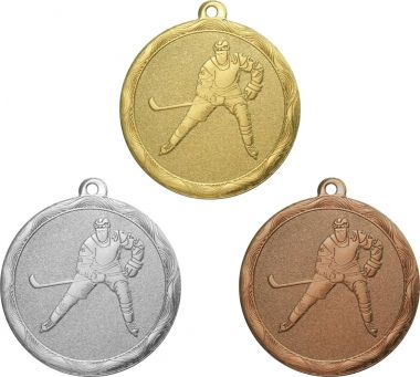 Комплект из трёх медалей №1273 (Хоккей, диаметр 50 мм, металл. Место для вставок: обратная сторона диаметр 45 мм)