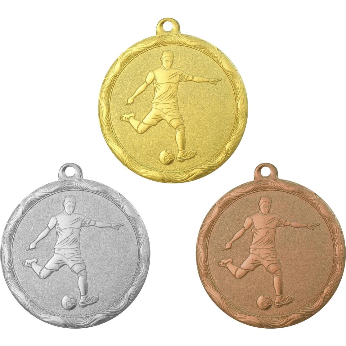 Комплект из трёх медалей №1276 (Футбол, диаметр 50 мм, металл. Место для вставок: обратная сторона диаметр 45 мм)