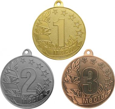 Комплект из трёх медалей №1279 (1, 2, 3 место, диаметр 50 мм, металл. Место для вставок: обратная сторона диаметр 45 мм)