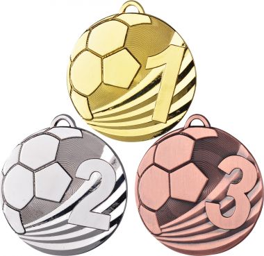 Комплект из трёх медалей №128 (Футбол, диаметр 50 мм, металл. Место для вставок: обратная сторона диаметр 46 мм)