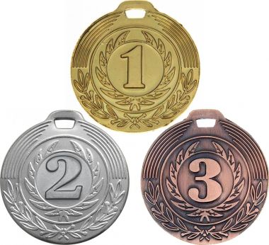 Комплект из трёх медалей №1280 (1, 2, 3 место, диаметр 50 мм, металл. Место для вставок: обратная сторона размер по шаблону)