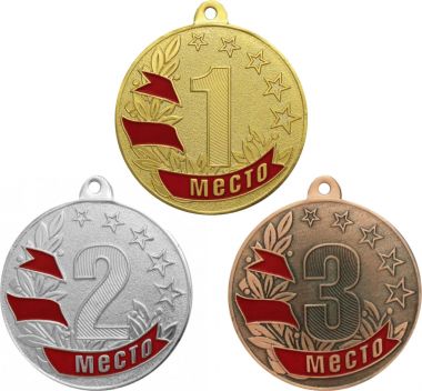 Комплект из трёх медалей №1282 (1, 2, 3 место, диаметр 50 мм, металл. Место для вставок: обратная сторона диаметр 45 мм)