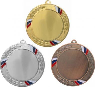 Комплект из трёх медалей №1285 (Диаметр 70 мм, металл. Место для вставок: лицевая диаметр 50 мм, обратная сторона диаметр 60 мм)