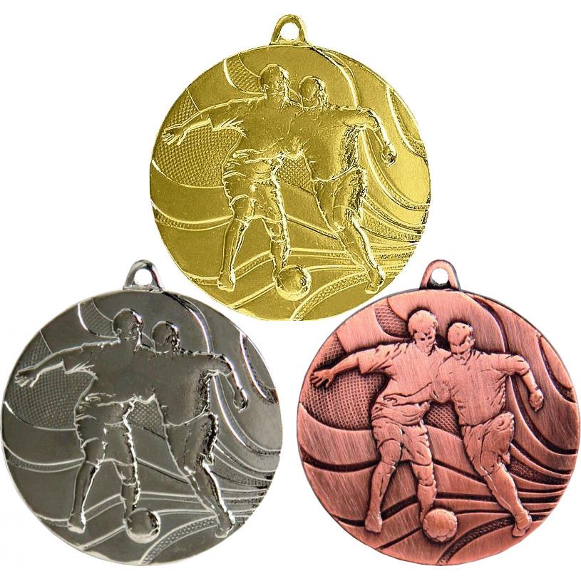 Комплект из трёх медалей №129 (Футбол, диаметр 50 мм, металл. Место для вставок: обратная сторона диаметр 46 мм)