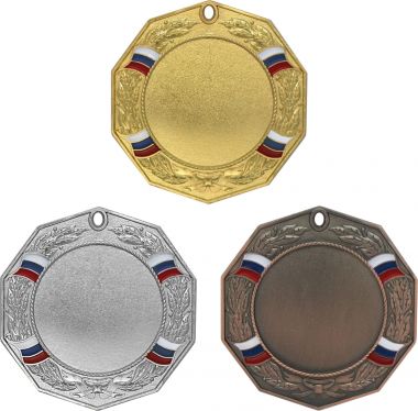 Комплект из трёх медалей №1294 (Диаметр 80 мм, металл. Место для вставок: лицевая диаметр 50 мм, обратная сторона диаметр 50 мм)
