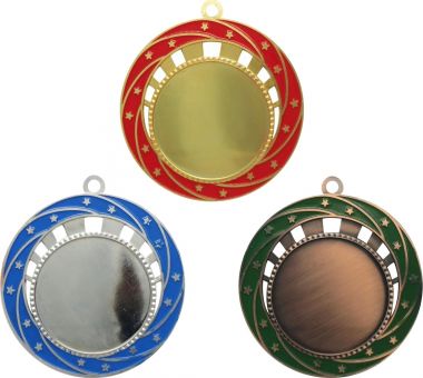 Комплект из трёх медалей №1297 (Диаметр 80 мм, металл. Место для вставок: лицевая диаметр 48 мм, обратная сторона диаметр 50 мм)