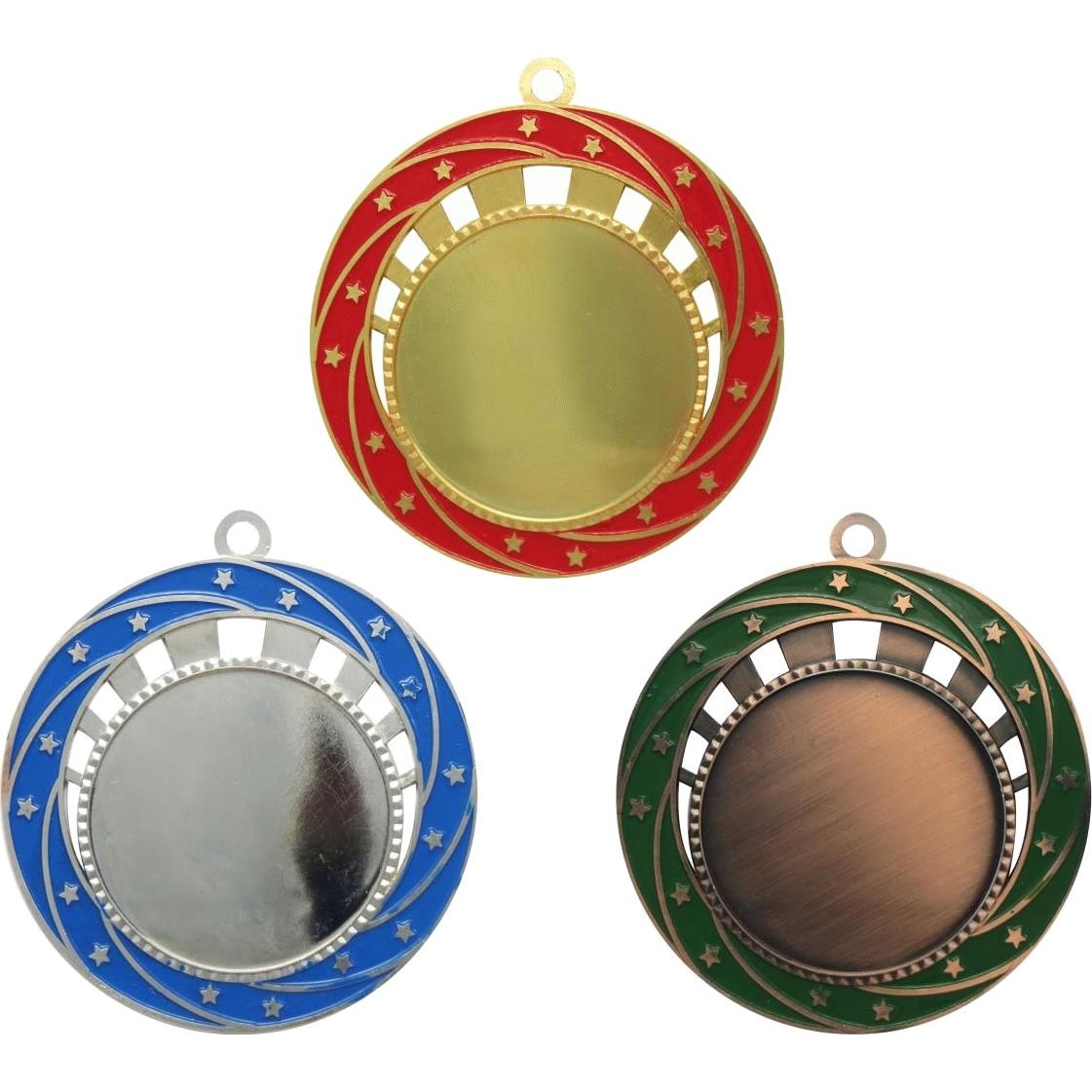 Комплект из трёх медалей №1297 (Диаметр 80 мм, металл. Место для вставок: лицевая диаметр 48 мм, обратная сторона диаметр 50 мм)