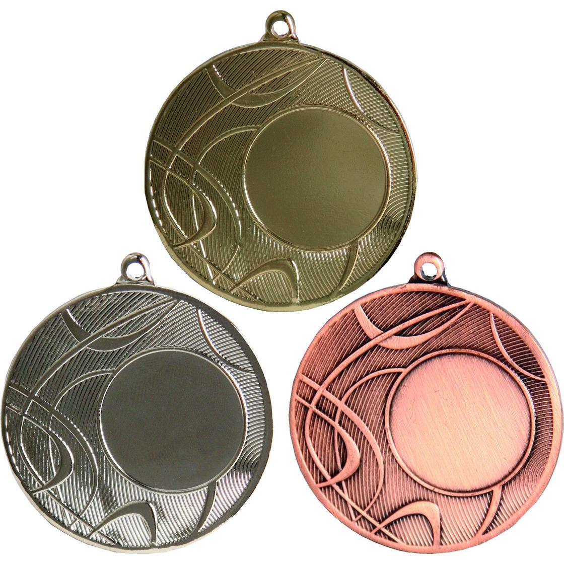 Комплект из трёх медалей №13 (Диаметр 50 мм, металл. Место для вставок: лицевая диаметр 25 мм, обратная сторона диаметр 46 мм)