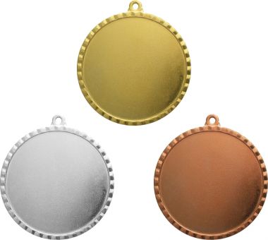 Комплект из трёх медалей №1302 (Диаметр 56 мм, металл. Место для вставок: лицевая диаметр 50 мм, обратная сторона диаметр 50 мм)