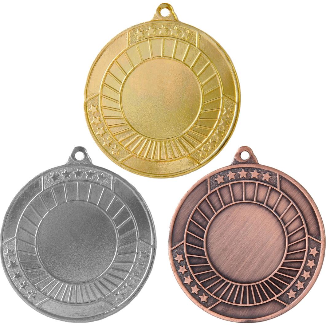 Комплект из трёх медалей №132 (Диаметр 50 мм, металл. Место для вставок: лицевая диаметр 25 мм, обратная сторона диаметр 46 мм)