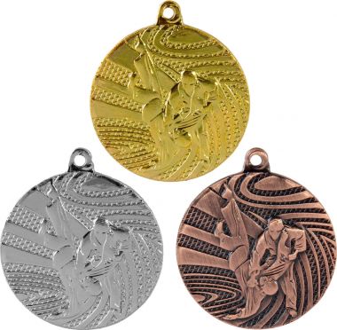 Комплект из трёх медалей №133 (Дзюдо, диаметр 40 мм, металл. Место для вставок: обратная сторона диаметр 36 мм)
