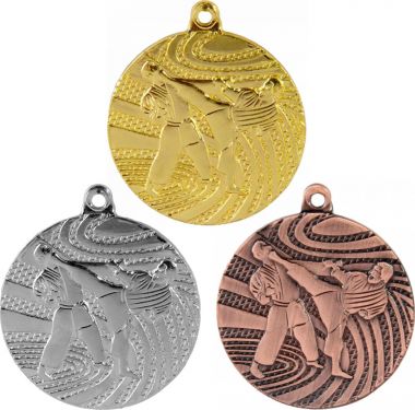 Комплект из трёх медалей №134 (Каратэ, диаметр 40 мм, металл. Место для вставок: обратная сторона диаметр 36 мм)