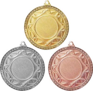 Комплект из трёх медалей №156 (Диаметр 50 мм, металл. Место для вставок: лицевая диаметр 25 мм, обратная сторона диаметр 47 мм)