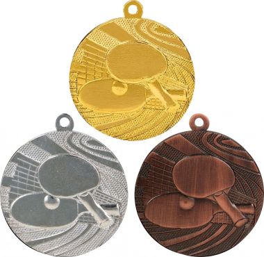 Комплект из трёх медалей №168 (Настольный теннис, диаметр 40 мм, металл. Место для вставок: обратная сторона диаметр 35 мм)