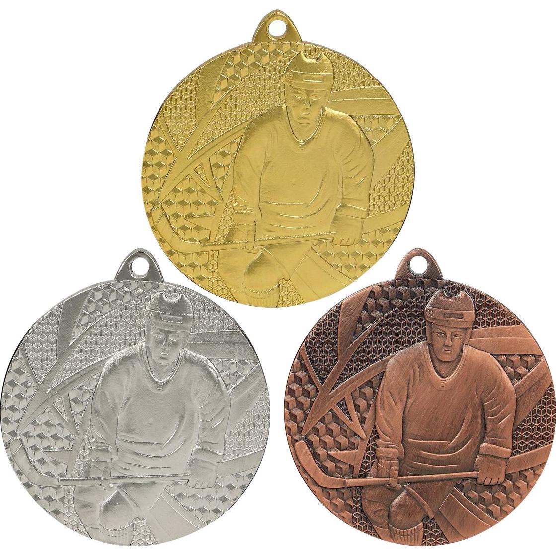 Комплект из трёх медалей №171 (Хоккей, диаметр 50 мм, металл. Место для вставок: обратная сторона диаметр 45 мм)