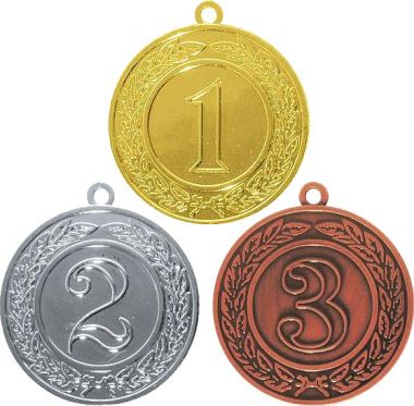 Комплект из трёх медалей №178 (1, 2, 3 место, диаметр 40 мм, металл. Место для вставок: обратная сторона диаметр 35 мм)