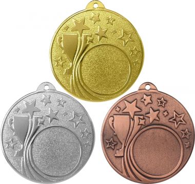 Комплект из трёх медалей №181 (Диаметр 50 мм, металл. Место для вставок: лицевая диаметр 25 мм, обратная сторона диаметр 45 мм)