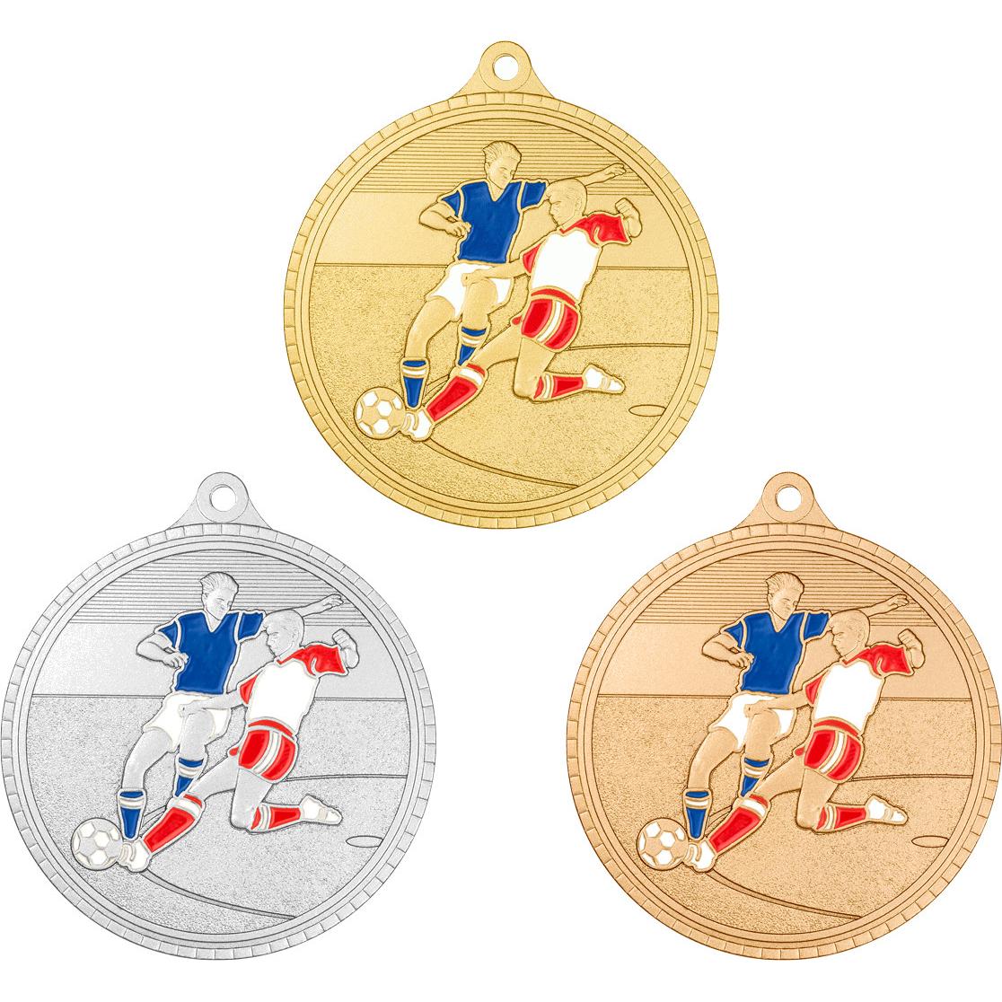 Комплект из трёх медалей №1840 (Футбол, диаметр 55 мм, металл. Место для вставок: обратная сторона диаметр 40 мм)
