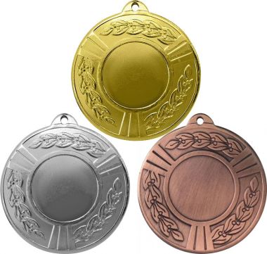 Комплект из трёх медалей №191 (Диаметр 50 мм, металл. Место для вставок: лицевая диаметр 25 мм, обратная сторона диаметр 45 мм)