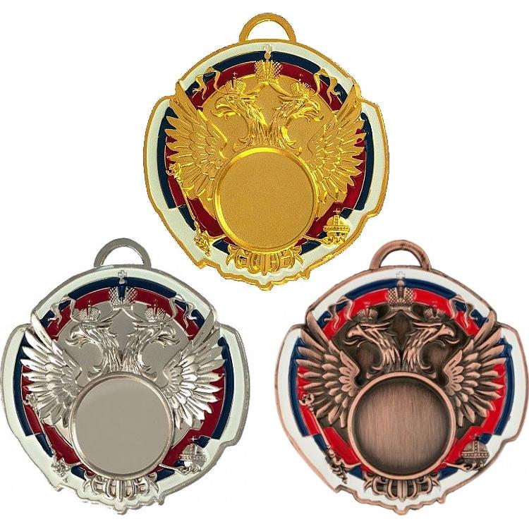 Комплект из трёх медалей №198 (Диаметр 65 мм, металл. Место для вставок: лицевая диаметр 25 мм, обратная сторона диаметр 50 мм)