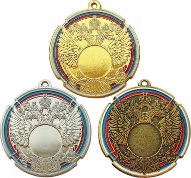 Комплект из трёх медалей №206 (Диаметр 70 мм, металл. Место для вставок: лицевая диаметр 25 мм, обратная сторона диаметр 50х25мм)
