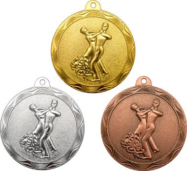 Комплект из трёх медалей №2208 (Танцы, диаметр 50 мм, металл. Место для вставок: обратная сторона диаметр 45 мм)