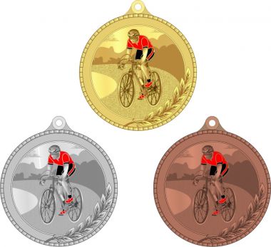 Комплект из трёх медалей №2209 (Велоспорт, диаметр 55 мм, металл. Место для вставок: лицевая диаметр 40 мм, обратная сторона диаметр 40 мм)